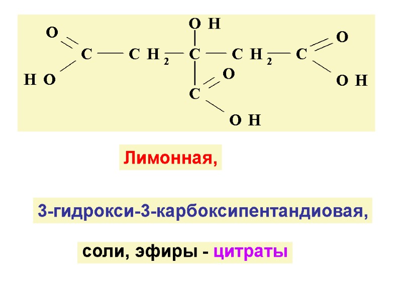 Лимонная, 3-гидрокси-3-карбоксипентандиовая, соли, эфиры - цитраты